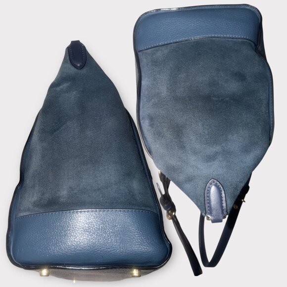 Coach Kleo Carryall C5689 Denim Blue Multi Leather Large Satchel Convertible Bag - Picture 6 of 10